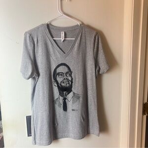 Men's Gray V-Neck Graphic Tee